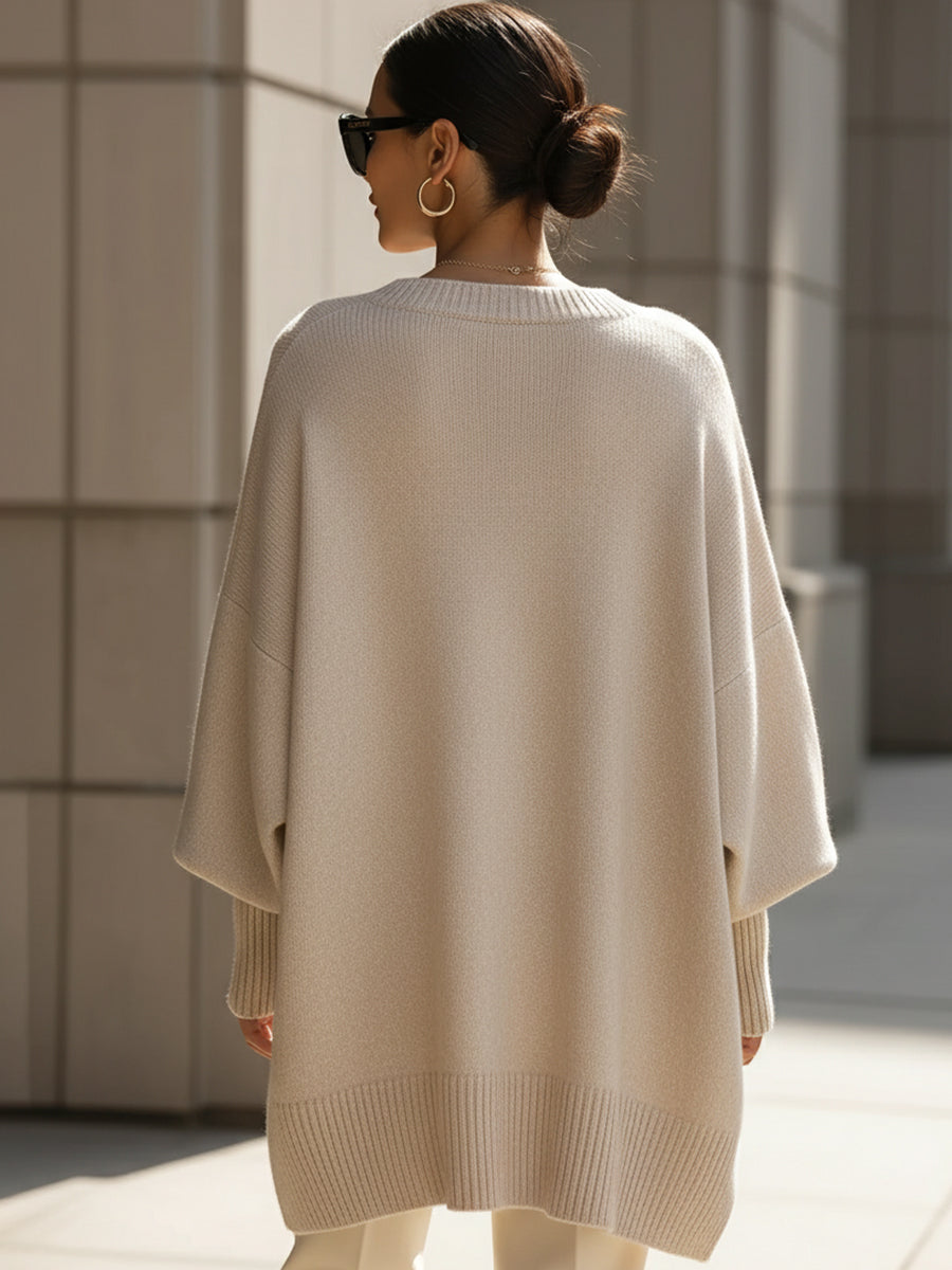 Jennifer | Maglione Oversize Drappeggiato con Collo Ampio