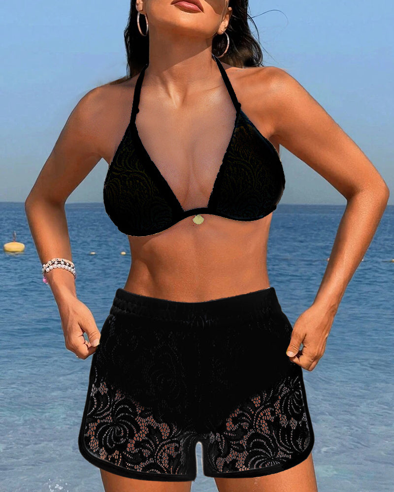 By Esmee® | Elegante bikini in pizzo monocolore