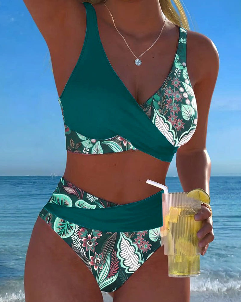 Bikini Colore a Contrasto Moda Fiore