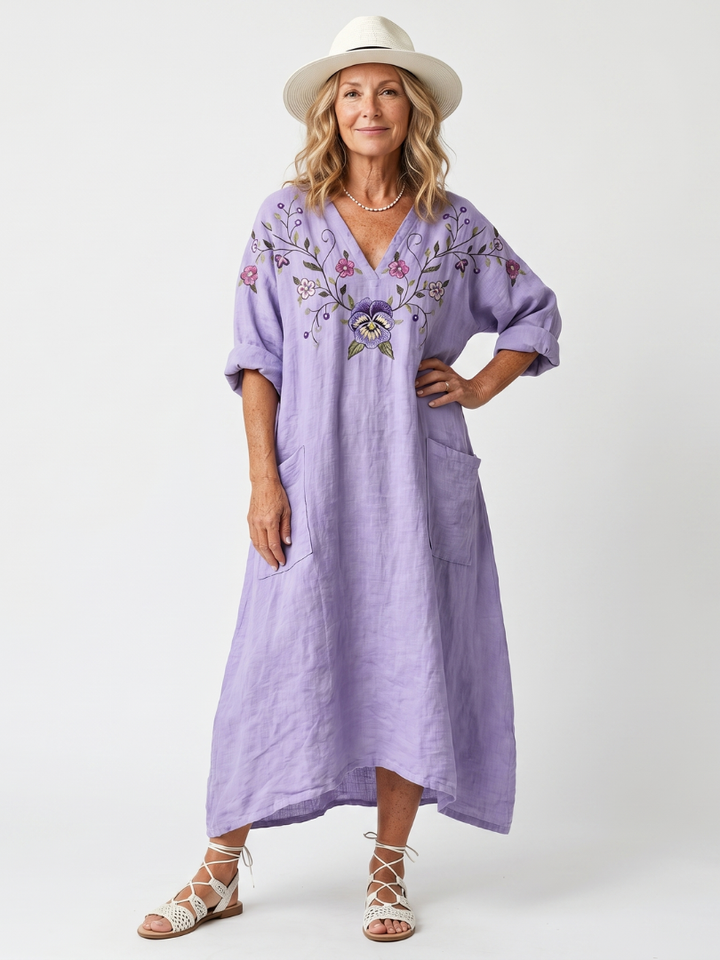 Tavi | Abito Midi Oversized con Tasche Floreali