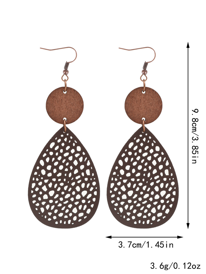 Eliana - Orecchini a pendente in PU Leather dallo stile vintage