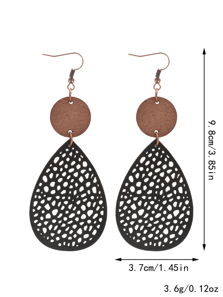 Eliana - Orecchini a pendente in PU Leather dallo stile vintage