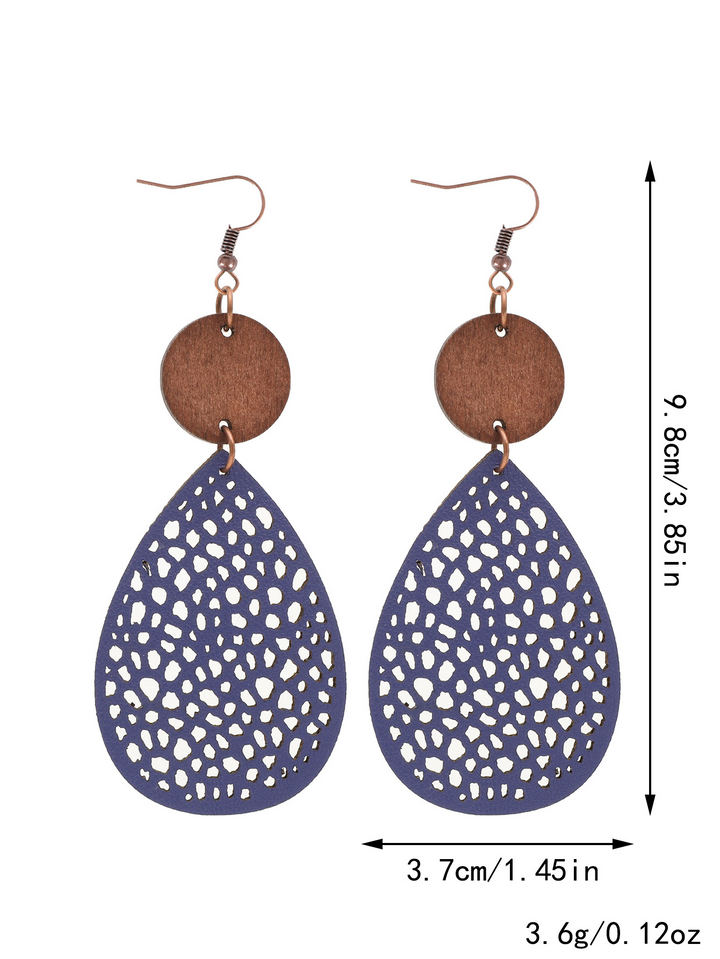 Eliana - Orecchini a pendente in PU Leather dallo stile vintage