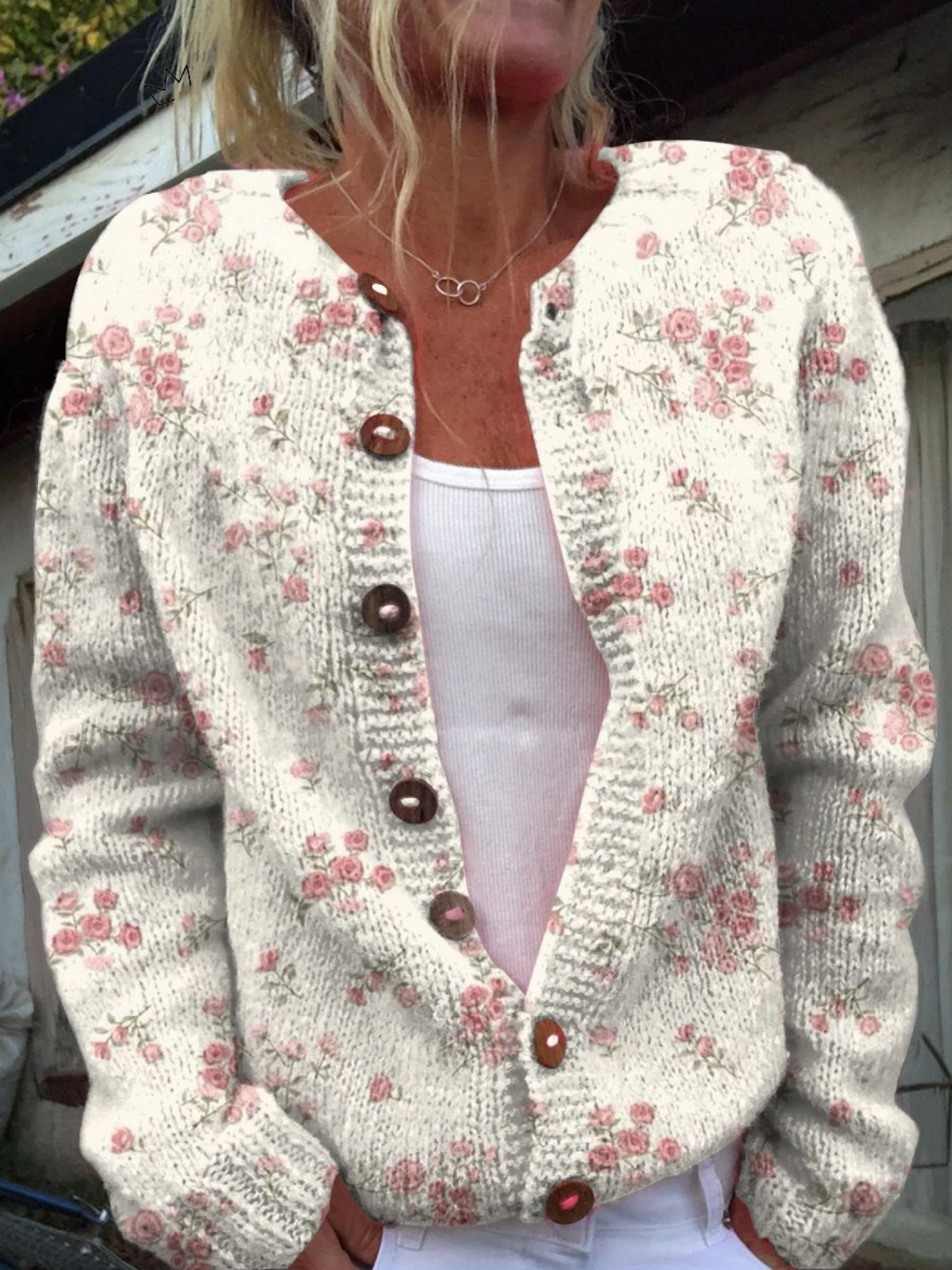 Evanthea™ | Cardigan in Maglia Floreale Vintage