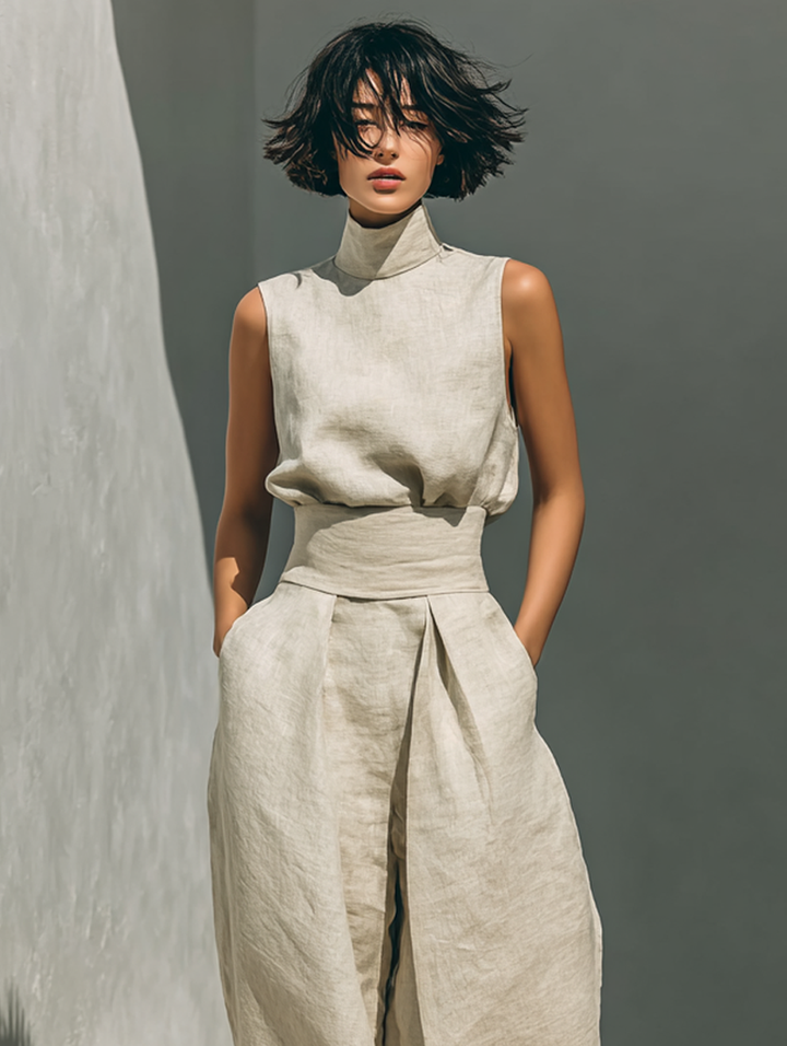 Venancia™ | Completo Minimalista Top e Pantaloni Larghi