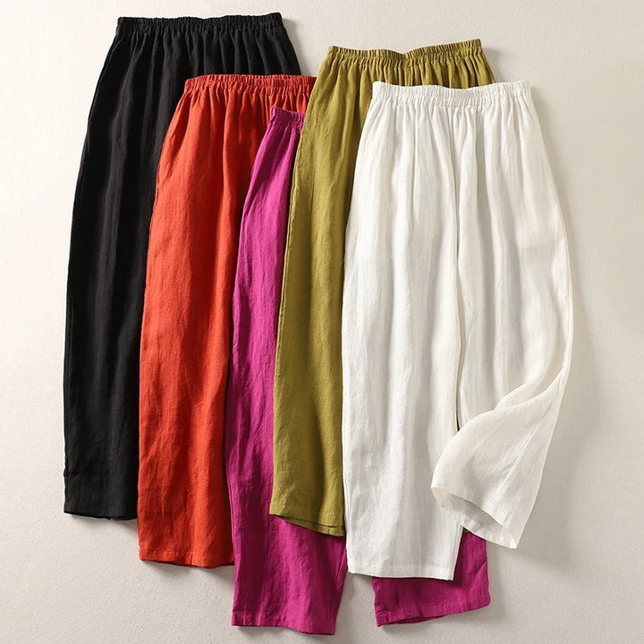 Amalia™ — Pantaloni fluidi in cotone e lino