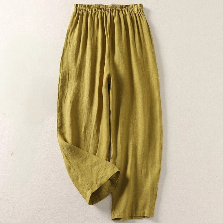 Amalia™ — Pantaloni fluidi in cotone e lino