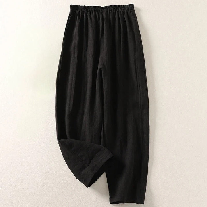 Amalia™ — Pantaloni fluidi in cotone e lino