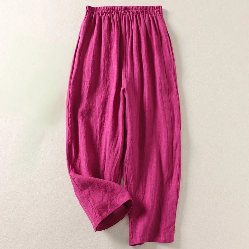 Amalia™ — Pantaloni fluidi in cotone e lino