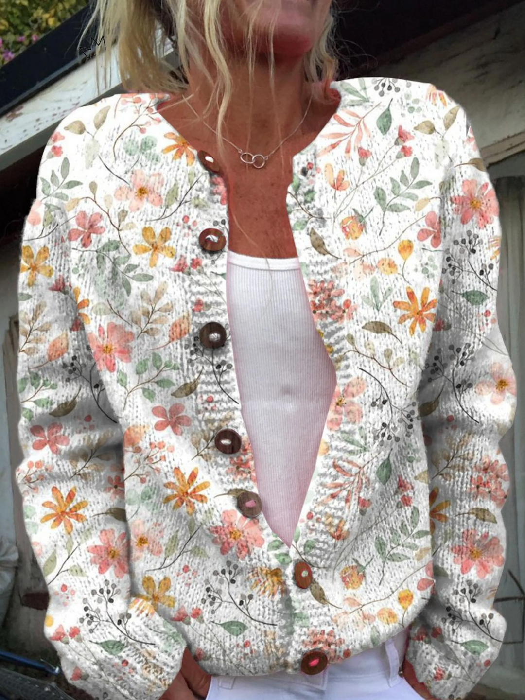 Greta™ | Cardigan in Maglia Floreale Vintage