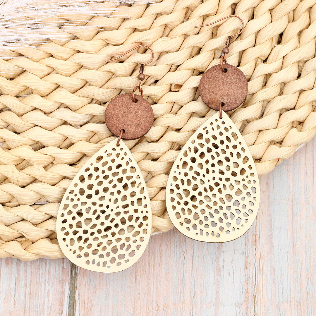 Eliana - Orecchini a pendente in PU Leather dallo stile vintage