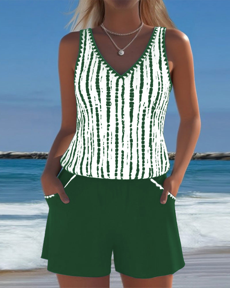 Leslie - Set di Tankini e Pantaloni Corti Casual