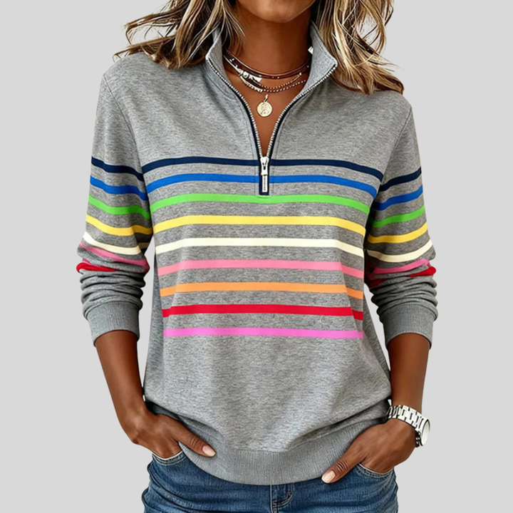 Prismette™ | Felpa a maniche lunghe con zip a un quarto a righe colorate