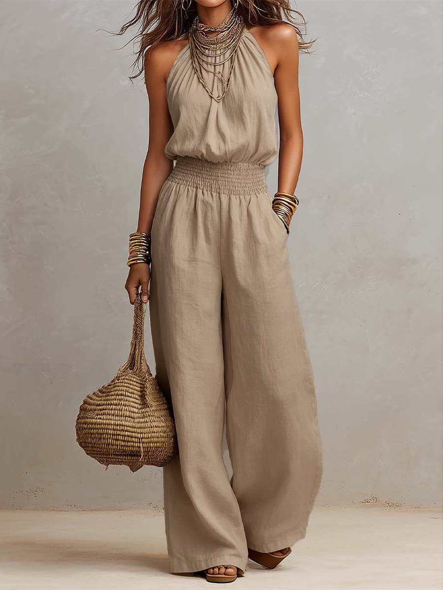 VALERIA | Tuta con Scollo Halter e Gamba Larga