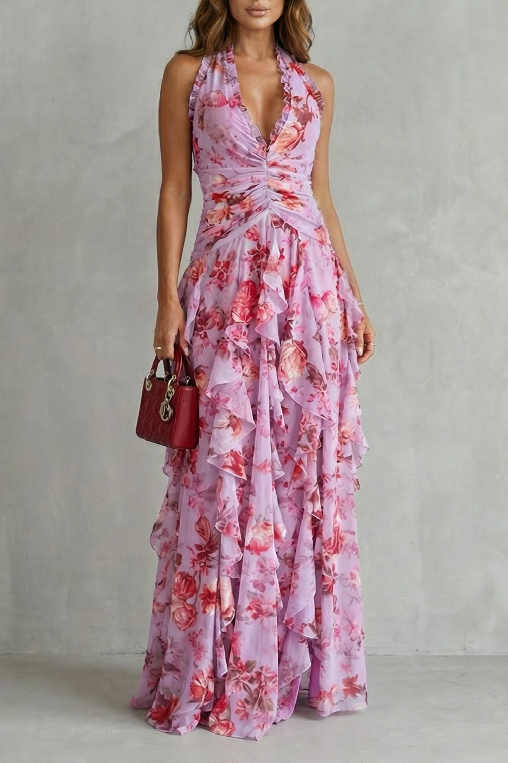 Robe Lunga Elegante con Collo Halter - Maison Claire e Sylvie