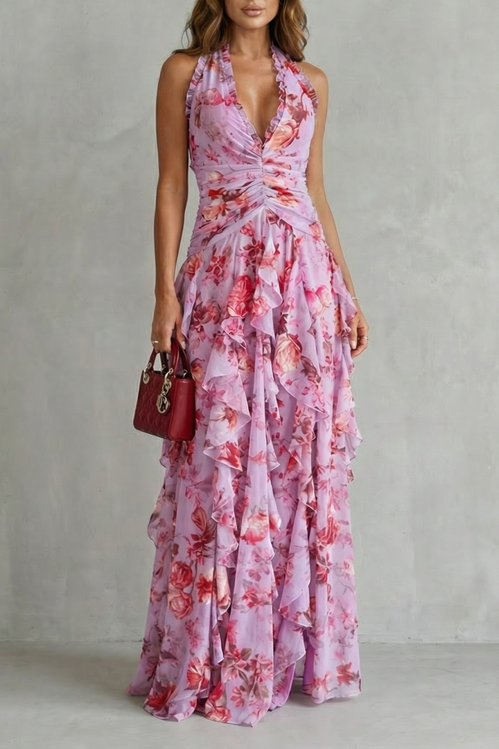 Robe Lunga Elegante con Collo Halter - Maison Claire e Sylvie