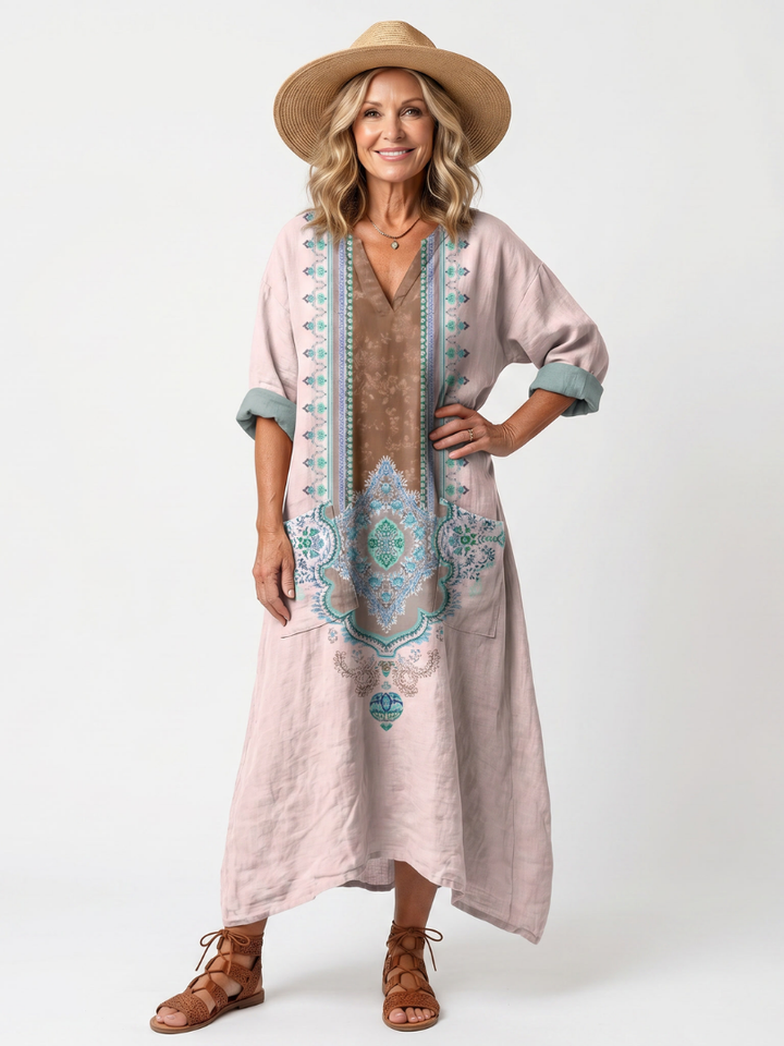 Kenza | Abito Midi Relaxed con Pannelli di Design e Tasche