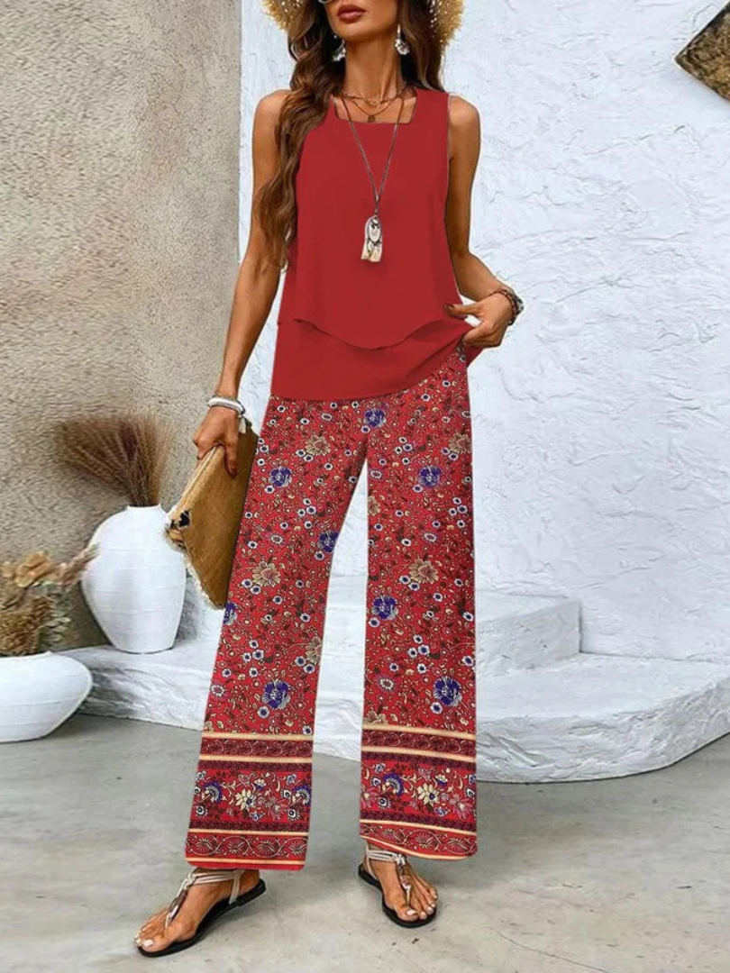 Ovelynra™ | Top senza maniche e pantaloni a gamba larga