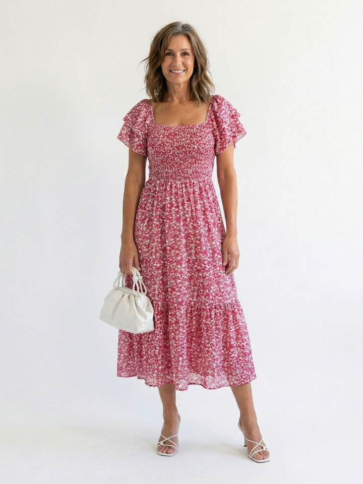Odette | Abito Midi Smockato con Spalle Scoperte