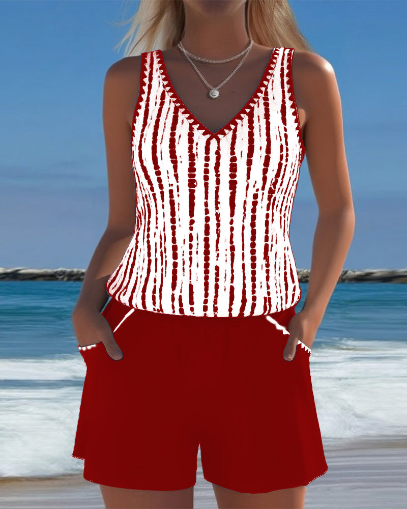 Leslie - Set di Tankini e Pantaloni Corti Casual