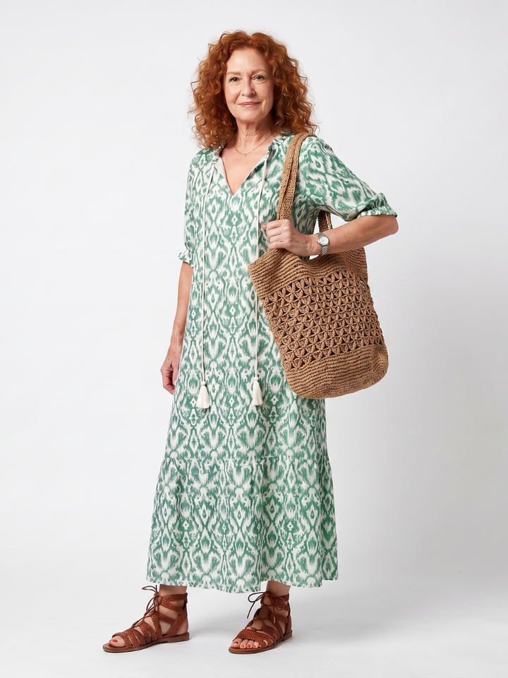 Ilara | Abito Midi V Neck con Frange