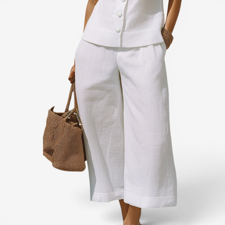 Khalia™ Set in lino scollo squadrato