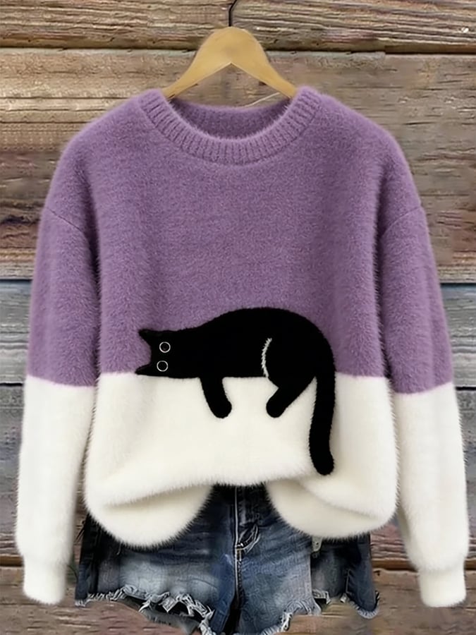 Aileen™ | Maglione Oversized con Stampa di Gatti Elegante