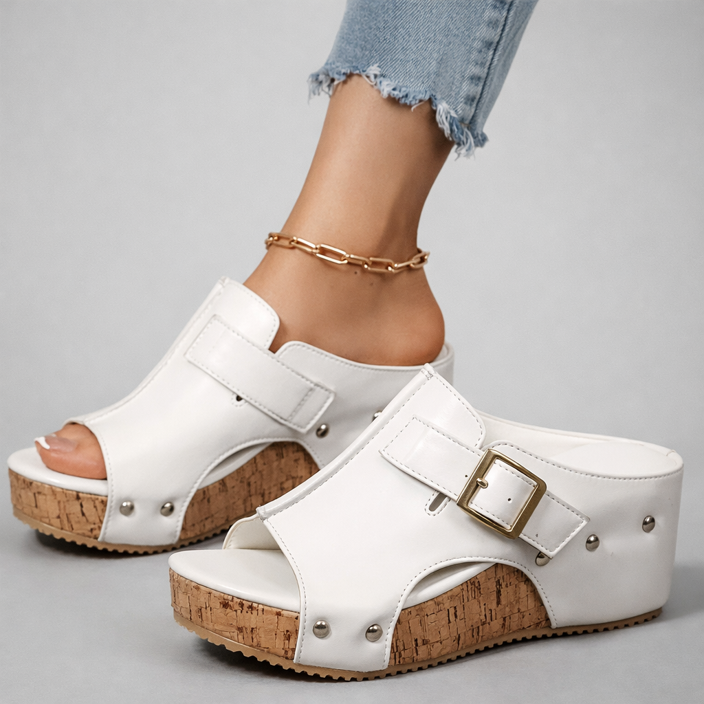 CASSIA™ | Sandali con zeppa in pelle