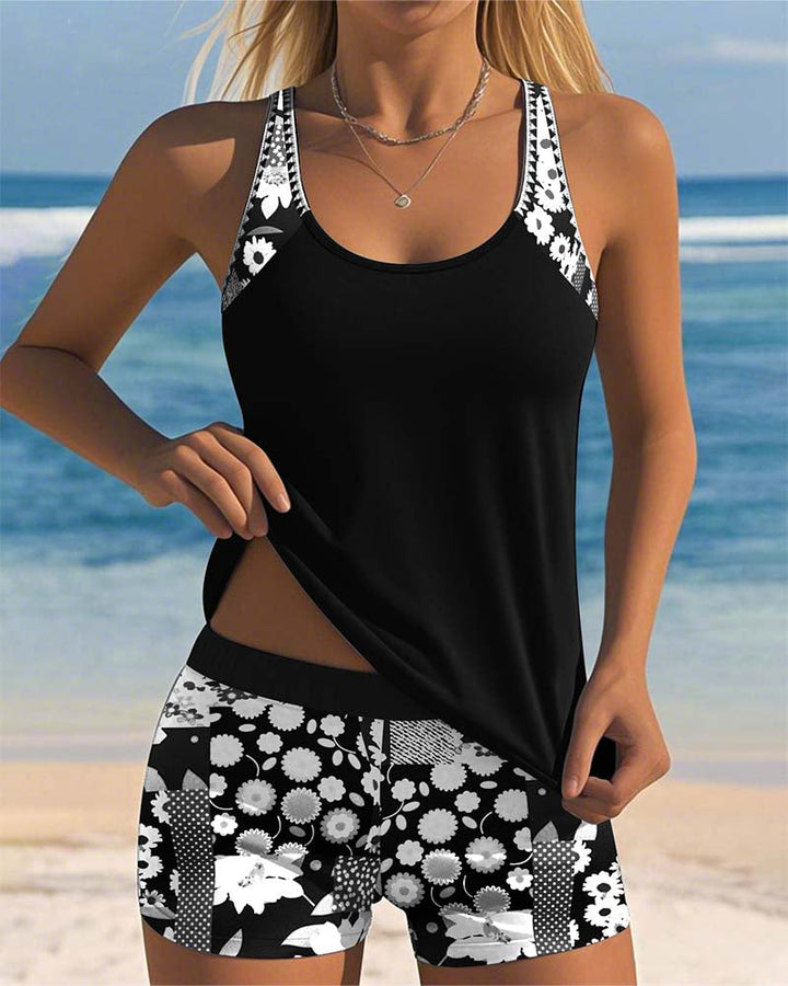 Nanet - Set di Pantaloni Corti Tankini Stampati