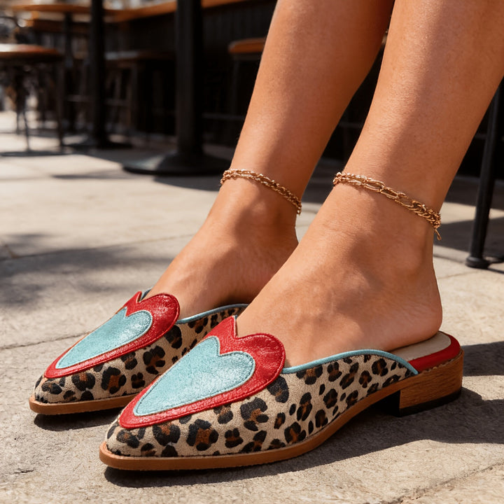 Perla | Mules senza schienale con stampa leopardata