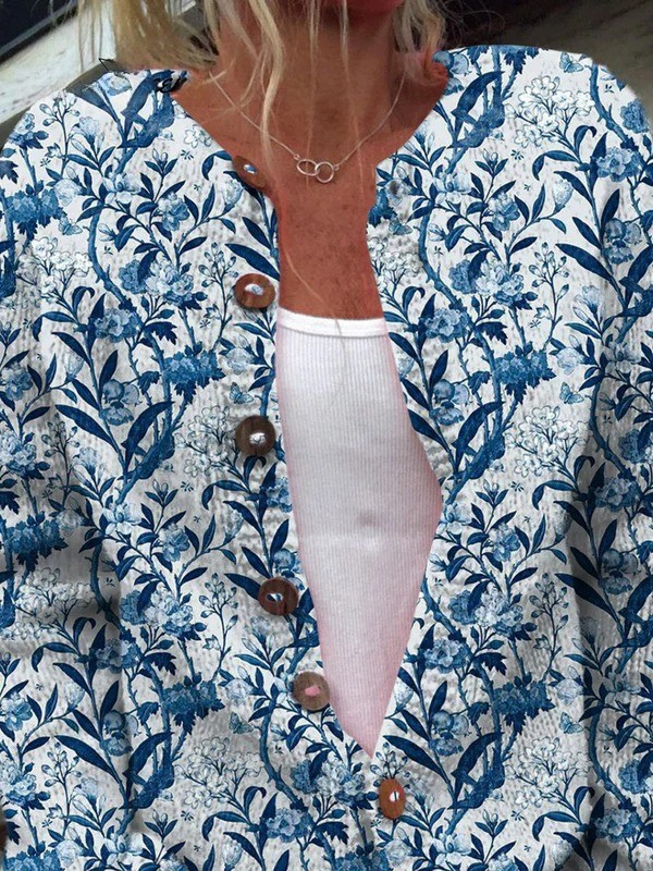 Tiverly™ | Cardigan Vintage a Fiori con Bottoni Frontali