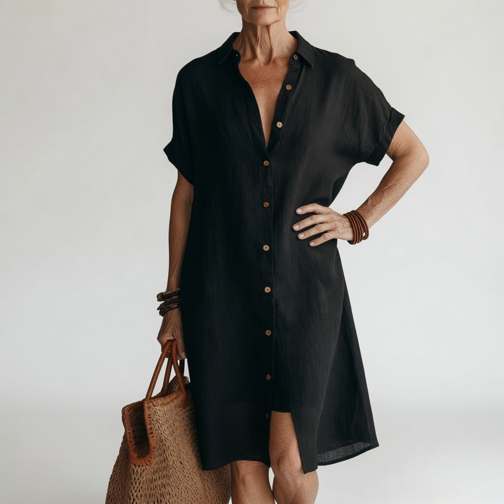 Timéa™ — Abito camicia midi traspirante eleganza parigina