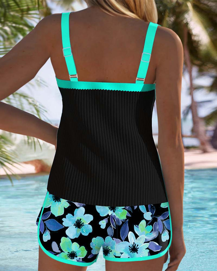 Federica - Set di Tankini con Pantaloni Corti a Costine