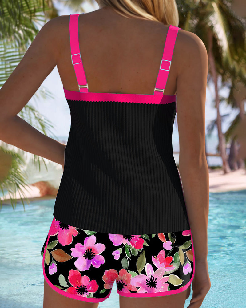 Federica - Set di Tankini con Pantaloni Corti a Costine
