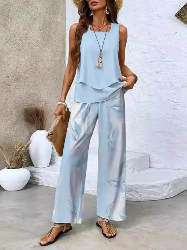 Ovelynra™ | Top senza maniche e pantaloni a gamba larga