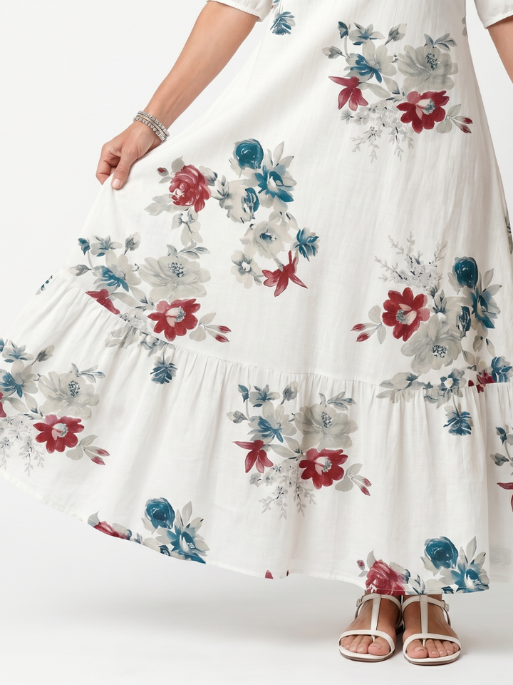 Maeva | Abito Midi con Stampa Floreale e Nappa