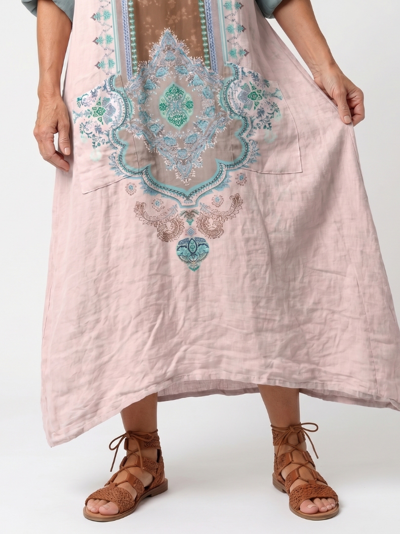Kenza | Abito Midi Relaxed con Pannelli di Design e Tasche