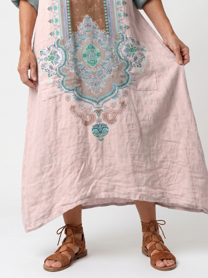 Kenza | Abito Midi Relaxed con Pannelli di Design e Tasche