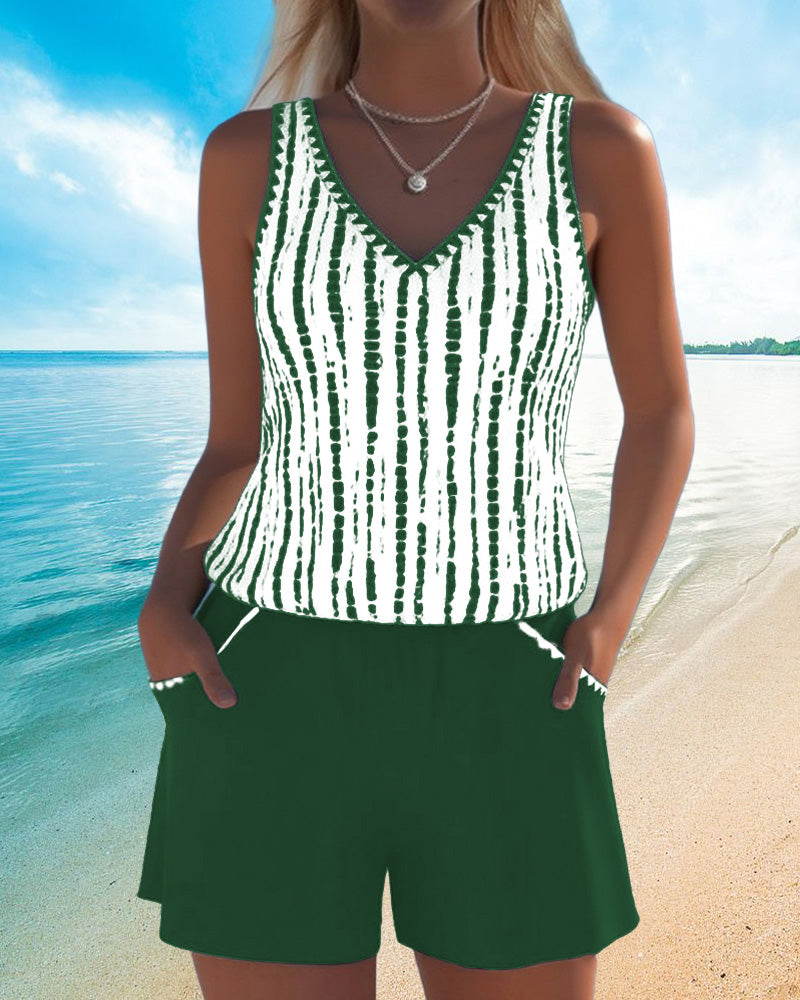 Leslie - Set di Tankini e Pantaloni Corti Casual