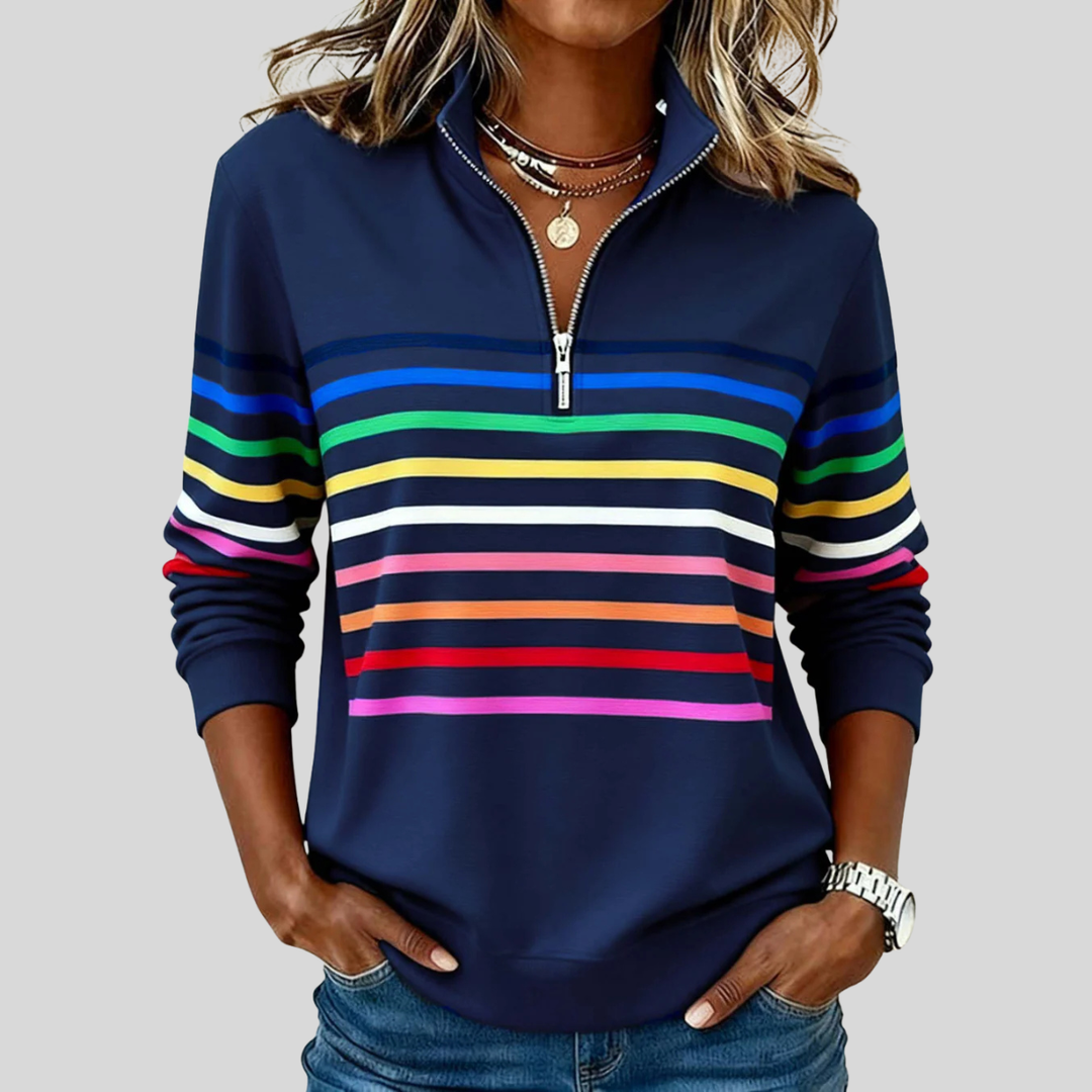 Prismette™ | Felpa a maniche lunghe con zip a un quarto a righe colorate