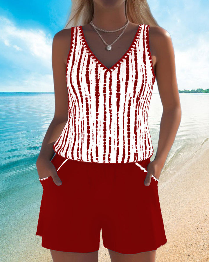 Leslie - Set di Tankini e Pantaloni Corti Casual