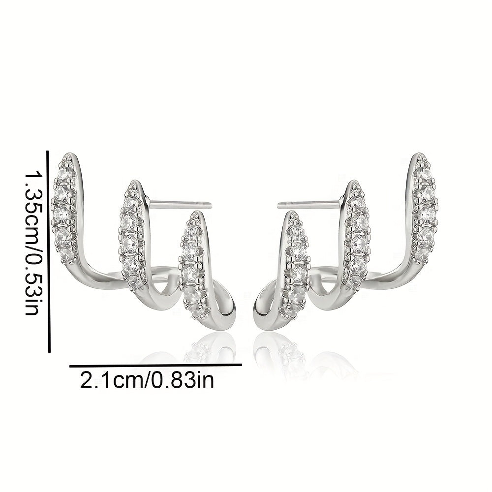 Orecchini Eleganti con Strass a Tre Grip