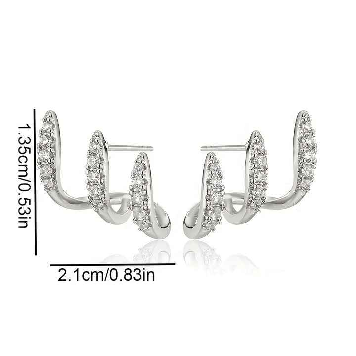 Orecchini Eleganti con Strass a Tre Grip
