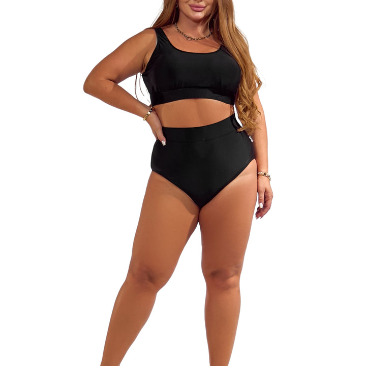 Costume da bagno a vita alta Amelia Black con controllo della pancia