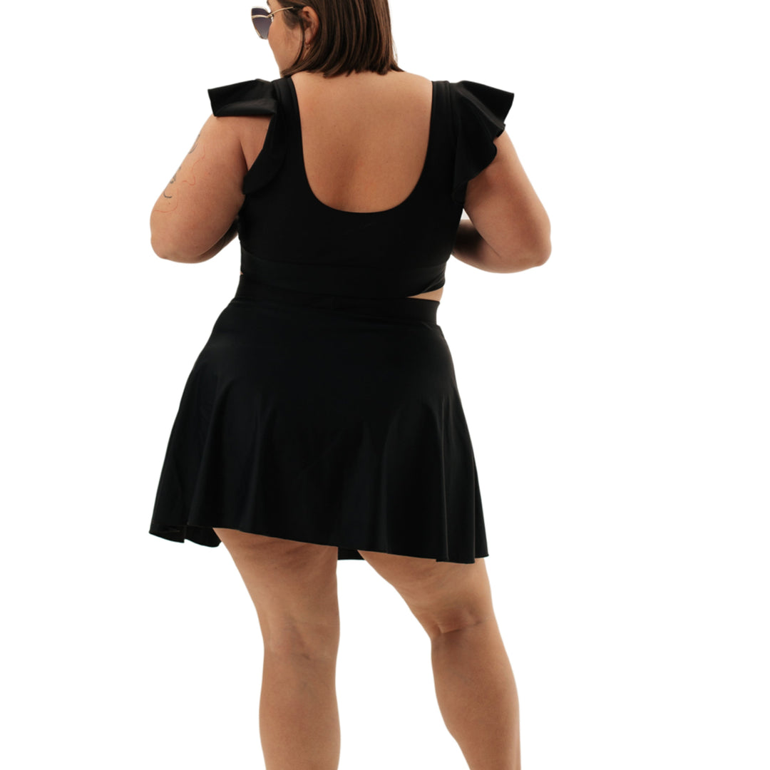 Set da bagno Irene Black con gonna a controllo pancia