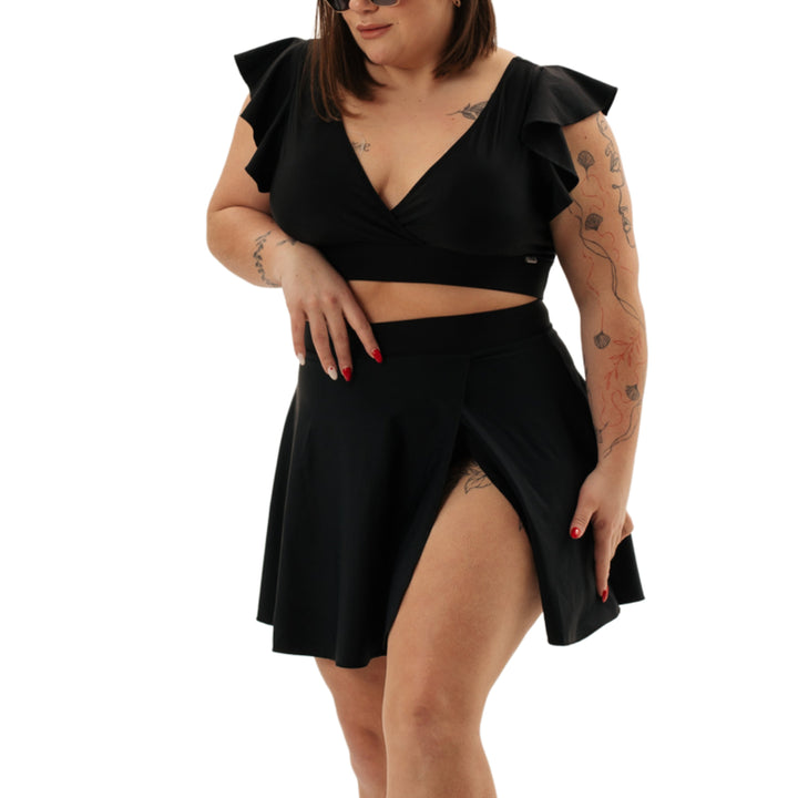 Set da bagno Irene Black con gonna a controllo pancia