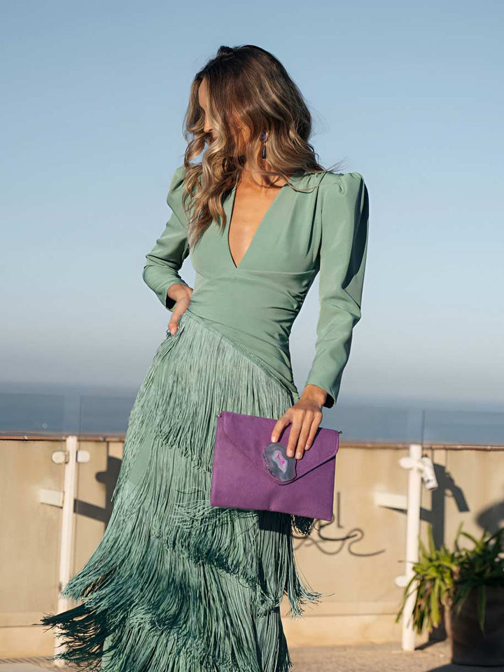 Abito Svasato con Frange Eleganti - Maison Claire e Sylvie