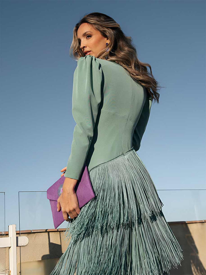 Abito Svasato con Frange Eleganti - Maison Claire e Sylvie
