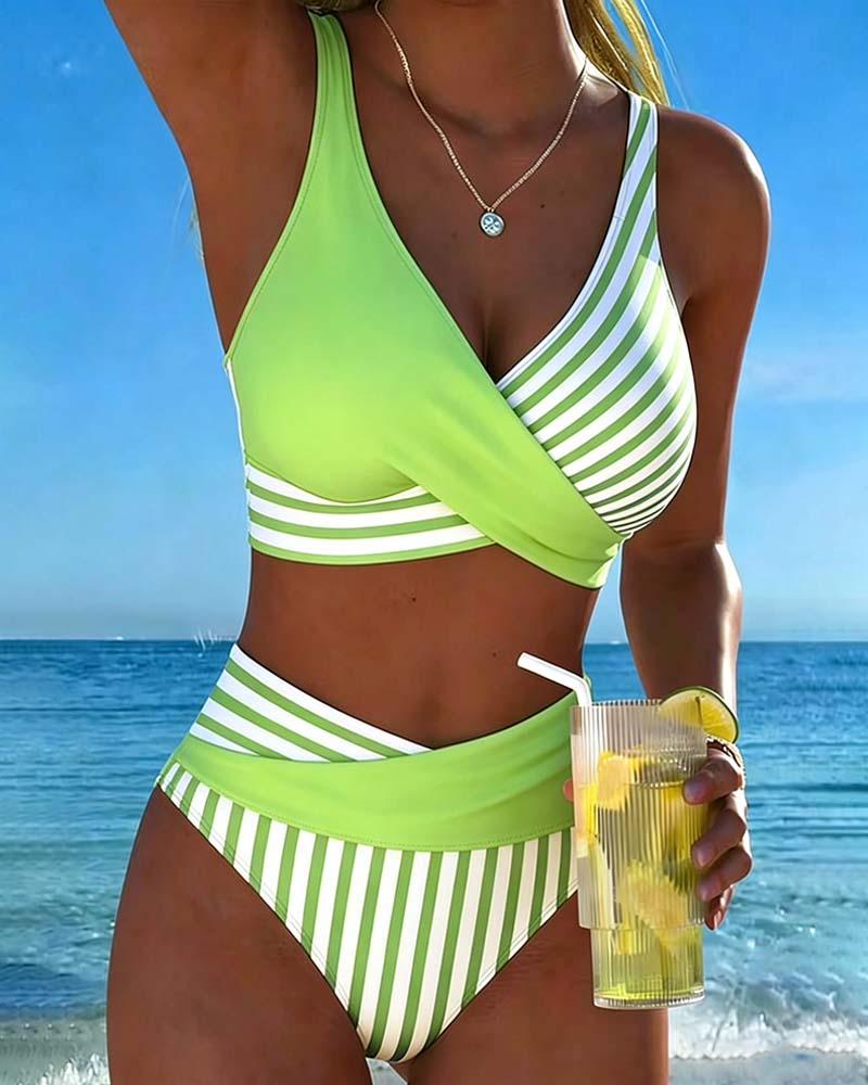 Bikini Strisce Incrociate Stampato