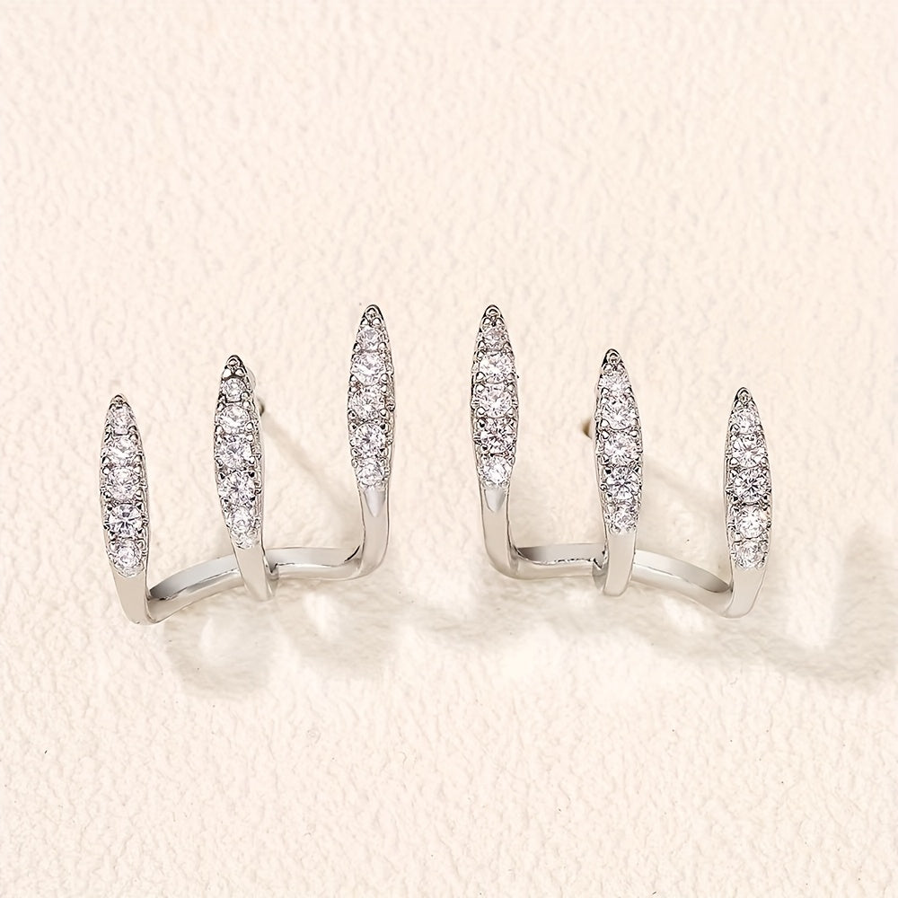 Orecchini Eleganti con Strass a Tre Grip